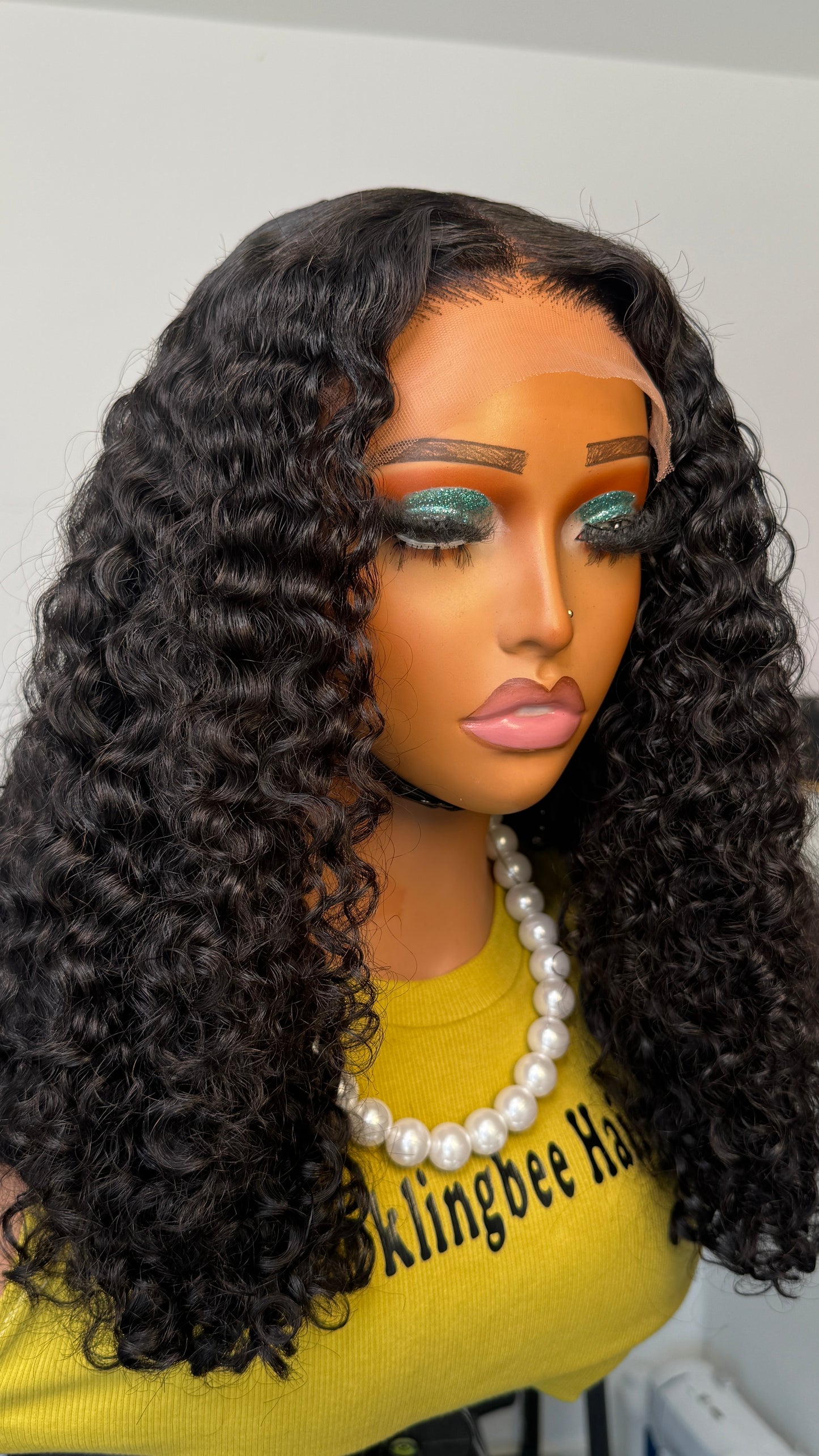 Naomi 18 inch Burmese Curly Super Double Drawn human hair wig with 5x5 closure